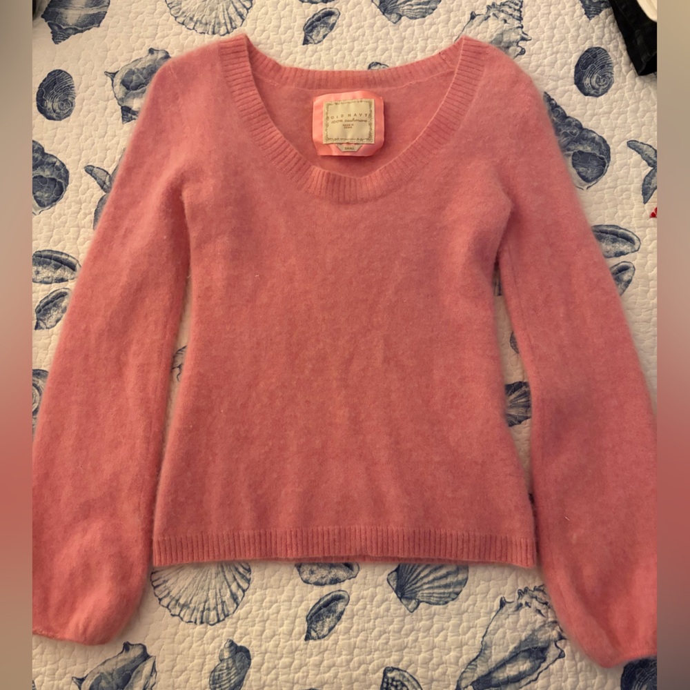 Vintage 100% cashmere Old Navy Soft Pink Women's Crew Neck Sweater